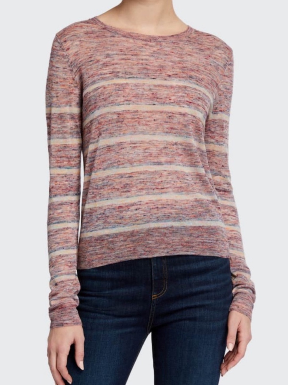 EUC Veronica Beard Sweater - Multicolored Heathered Stripes and Crew Neck